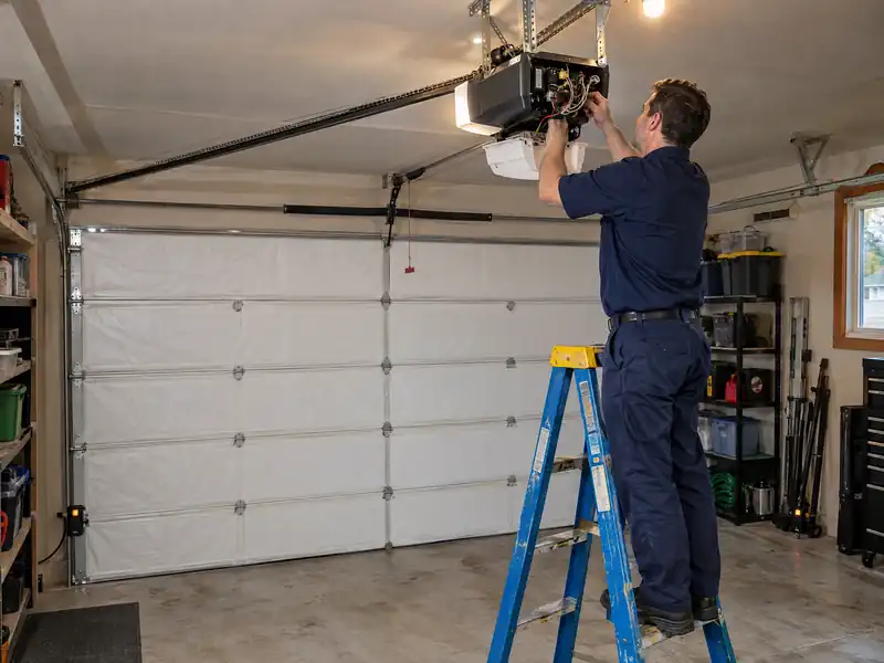 Garage door opener repair in an attached garage in Maumee, Ohio