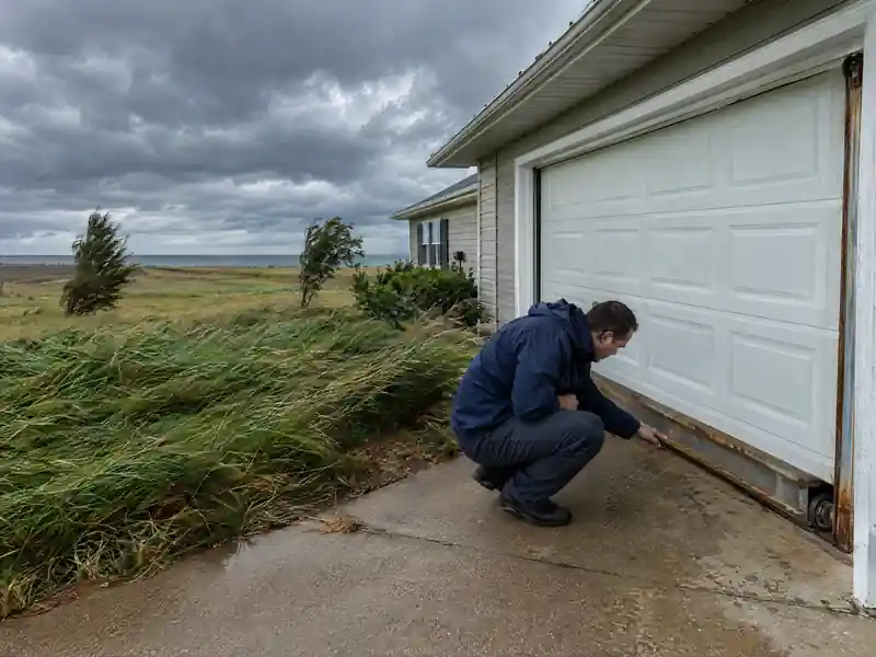 Garage door roller and track inspection near Lake Erie in Oregon, Ohio