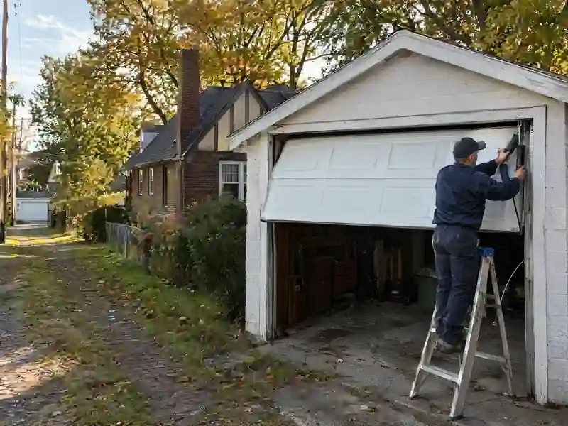 Extension spring and safety cable repair on a detached garage in West Toledo