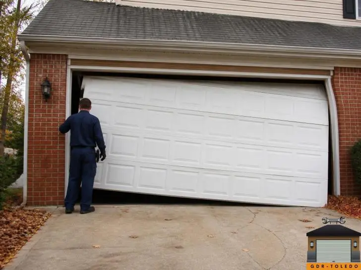 Off track garage door repair process